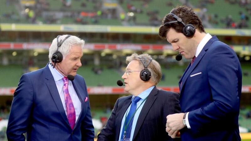 Brent Pope, Eddie O’Sullivan and Shane Horgan on the RTÉ panel. Photo: Inpho