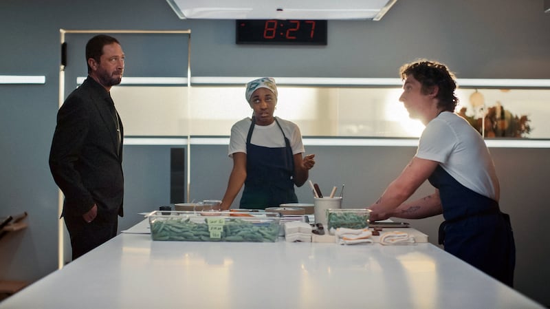 The Bear: Ebon Moss-Bachrach, Ayo Edebiri and Jeremy Allen White in season 3. Photograph: Hulu/Disney