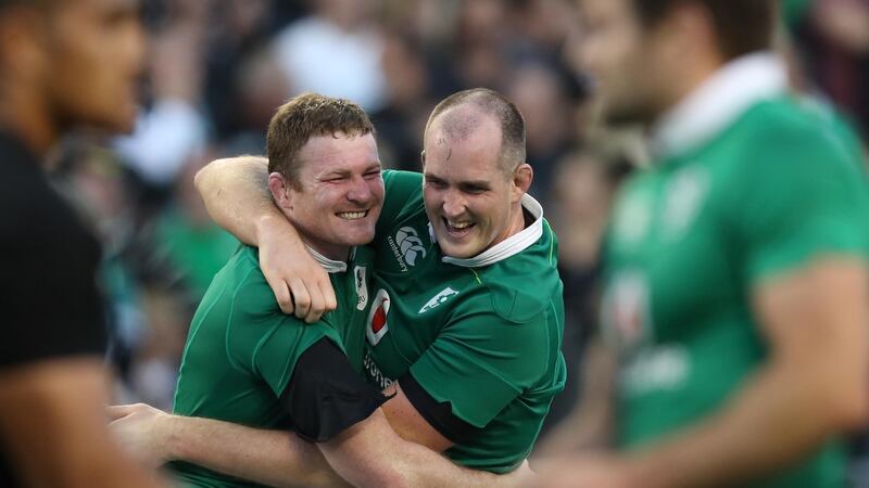 Donnacha Ryan and Devin Toner celebrate beating the All Blacks in Chicago. File photograph: Inpho