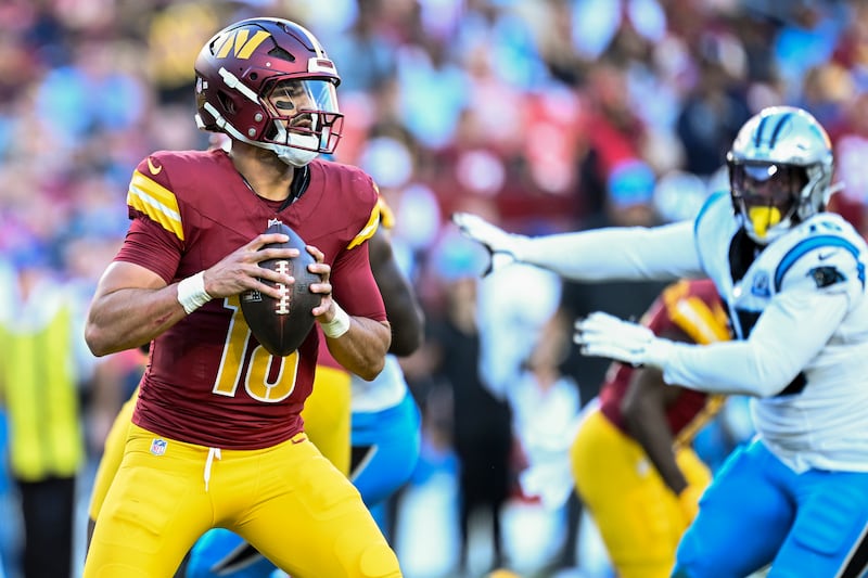 Marcus Mariota did a fine job when filling in as quarterback for Jayden Daniels as the Washington Commanders beat the Carolina Panthers. Photograph: Greg Fiume/Getty Images