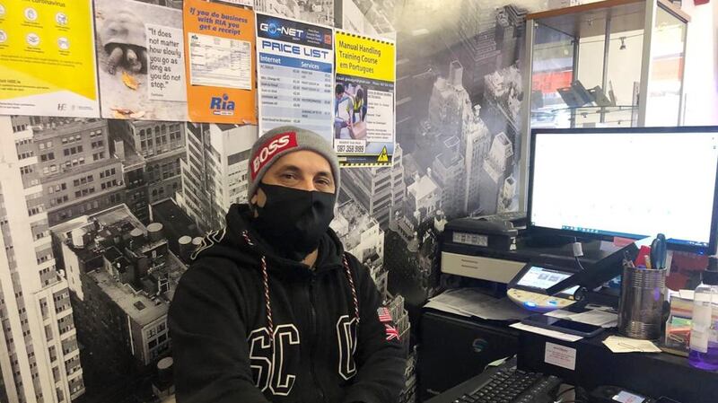 Fernando Costa in his Go-Net internet cafe in Gort, Co Galway. Photograph: Peter Murtagh