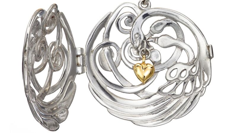 Gold heart in silver spirals by jewellery designer Elena Brennan.