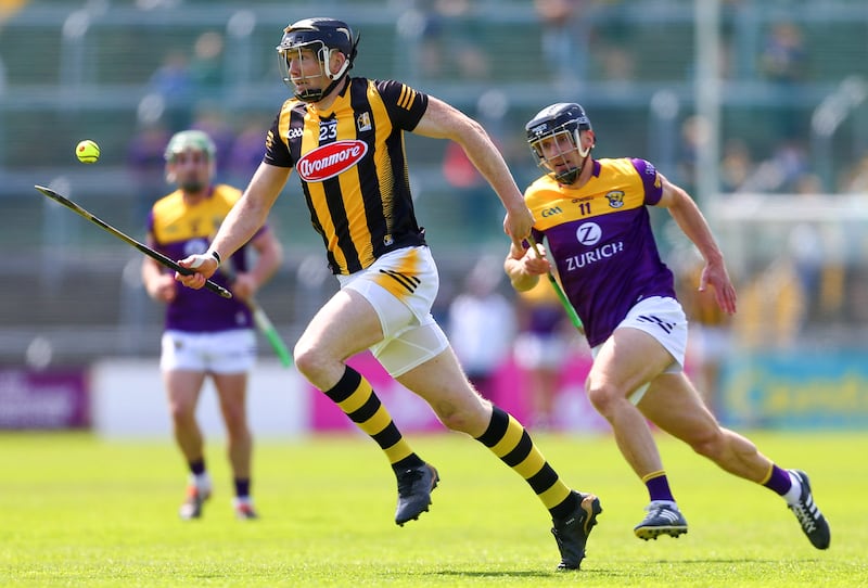 Kilkenny’s Walter Walsh and Wexford’s Liam Óg McGovern: For Walsh, stepping away from intercounty hurling won’t necessarily mean quieter nights – his wife Vicky recently gave birth to twins, Charlie and Kate.
Photograph: ©INPHO/Ken Sutton