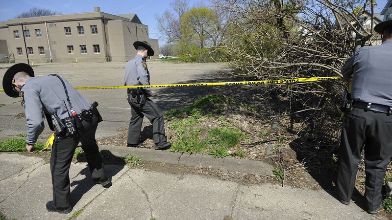 Pennsylvania State Police  investigate the scene where Steve Stephens, the suspect in the  killing of a Cleveland retiree posted on Facebook,  took his own life. Photograph: Greg Wohlford