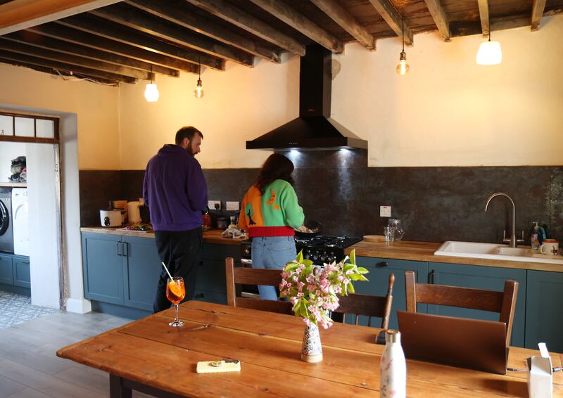 The beams on the kitchen ceiling are in need of painting. Photograph: Bryan O'Brien