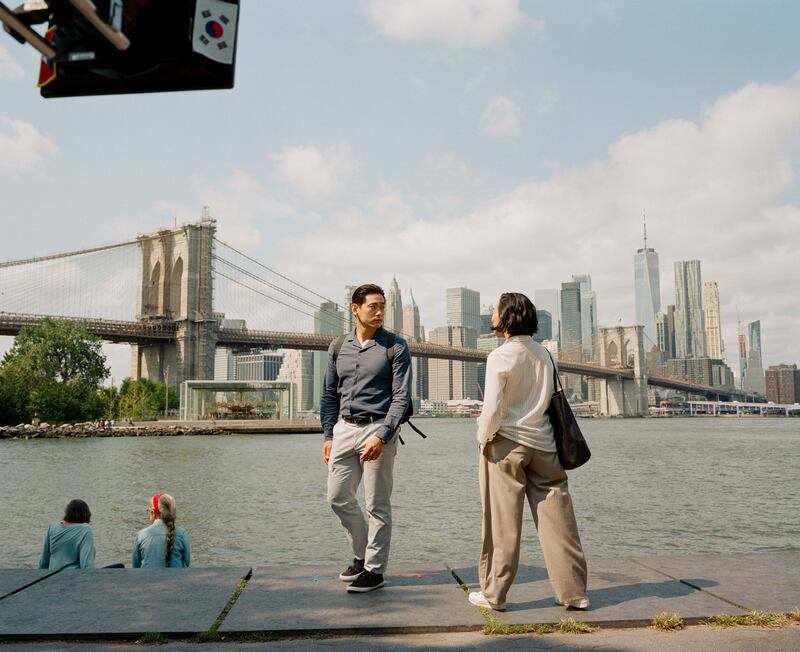 Teo Yoo and Greta Lee in Past Lives