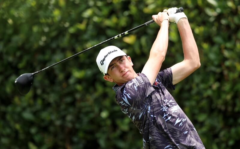 Tom McKibbin plays his tee shot at the Joburg Open at Houghton GC in South Africa. Photograph: Luke Walker/Getty