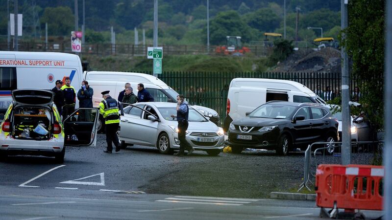 The scene at Cherrywood Industrial Estate in south Dublin where Mark Hennessy was shot and killed by gardaí on Sunday at about 8pm. Photograph: Cyril Byrne