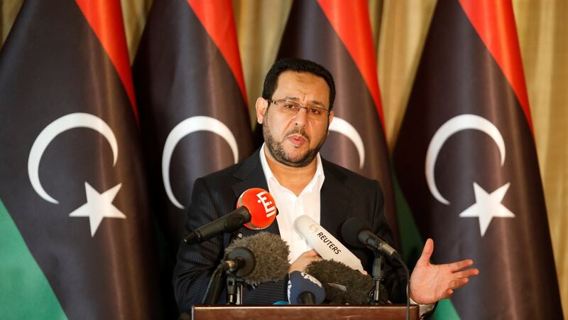 Libyan politician Abdul Hakim Belhadj at a press conference in Istanbul, Turkey, on Thursday. Photograph: Kemal Aslan/Reuters