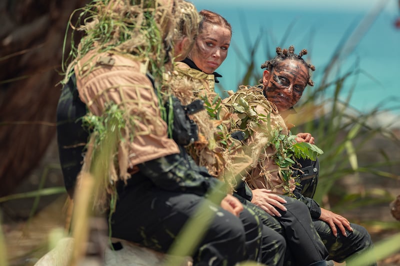 Irish contestant Una Healy (centre) and former Spice Girl Mel B on Celebrity Bear Hunt. Photograph: Netflix