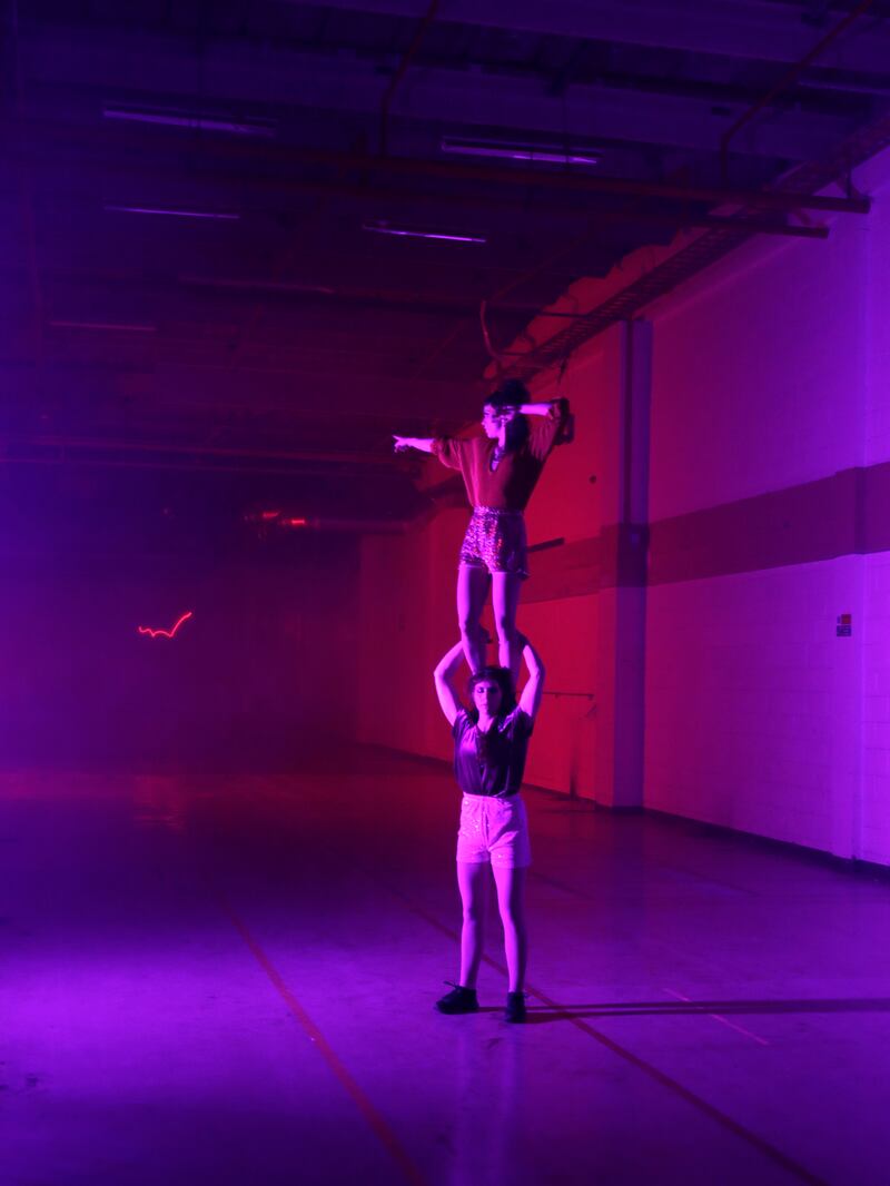 Acrobat/dancers Angelique Ross and Michelle Thoburn of Snatch Circus.