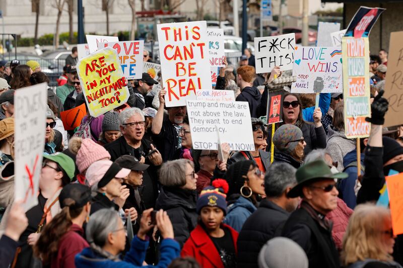 Protest against Donald Trump's policies and executive order. Photograph: John G Mabanglo/EPA-EFE