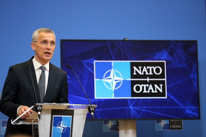 Nato general secretary Jens Stoltenberg speaks during a Nato press conference  in Brussels on April 5th. Photograph: Francois Walschaerts/AFP via Getty