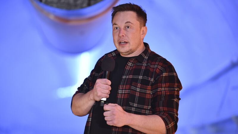 Elon Musk in full flow at the launch. Photograph: Bloomberg