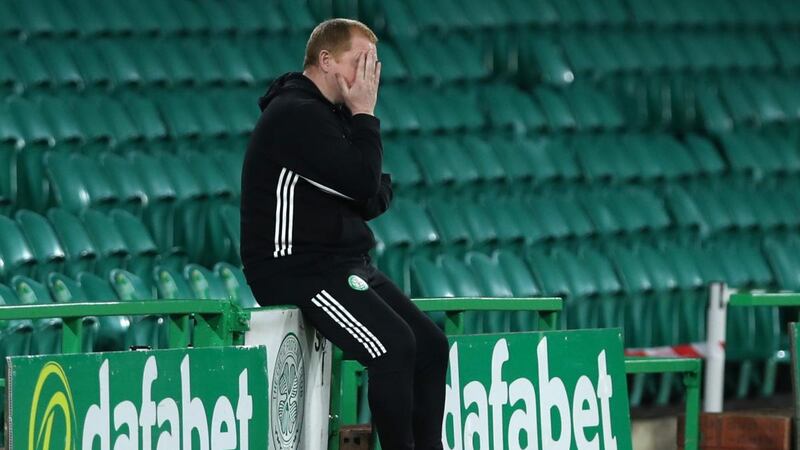 Neil Lennons after Celtic’s defeat to Ferencvaros at Celtic Park. Photograph: Ian MacNicol/Getty