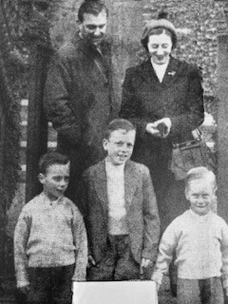 Three Tilson siblings leaving the Birds’ Nest orphanage, accompanied by their mother and solicitor George McGrath. Photograph: Daily Express (Irish edition)