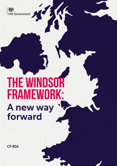 The front page of The Windsor Framework policy paper published by the UK government. Much agonising went into the naming of the deal. Photograph: HM Government/PA