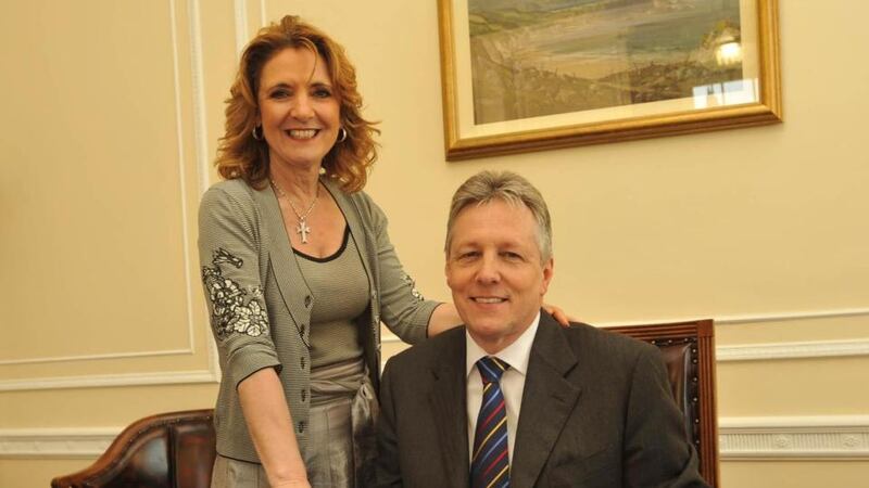 Northern Ireland’s First Minister Peter Robinson has been exonerated over claims that he broke Stormont’s ministerial code of conduct.  The DUP leader was accused following a 2010 BBC Spotlight programme of contravening the code by failing to tell the proper authorities that his wife Iris (left) had broken the law. Photograph: John Harrison/PA Wire.