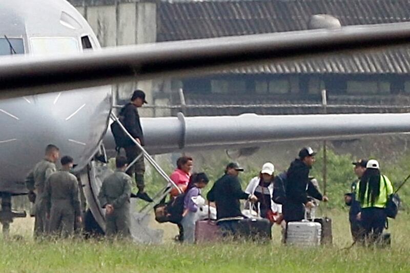 Relatives of Ecuadorean drug lord Adolfo Macías, better known as 'Fito', arrive in Guayaquil on January 19th after their expulsion from Argentina. Photograph: Marcos Pin/AFP via Getty Images