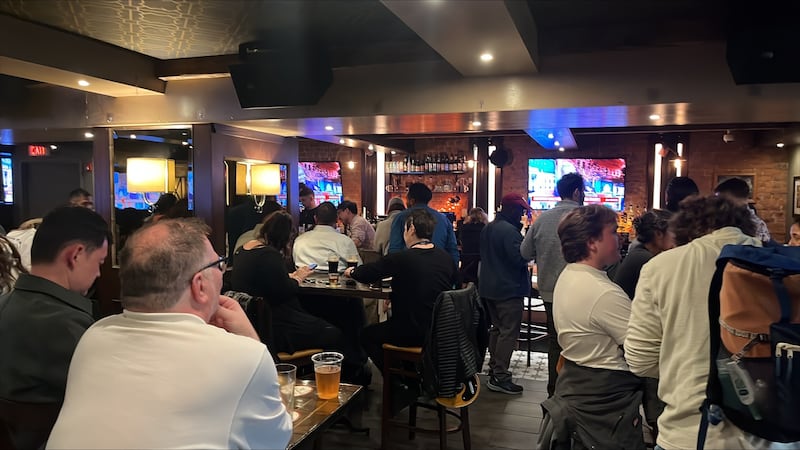 The watch party in the Tailor Public House on 8th Avenue. Photograph: Enda O'Dowd