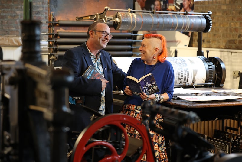 Writers Alan Nolan and Nicola Pierce at the launch of this year's 
MS Readathon which takes place in November. The event raises funds for people living with MS in Ireland. Photograph: Nick Bradshaw/The Irish Times