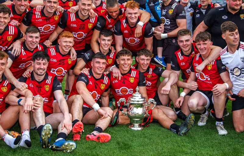 Down footballers will compete in the Sam Maguire following their Tailteann Cup final success last year. Photograph: James Crombie/Inpho