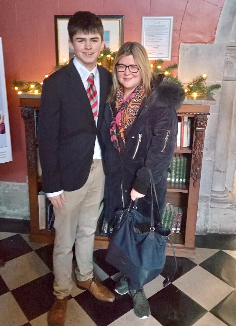 Maria Mackle and her son Gary at Glenstal School