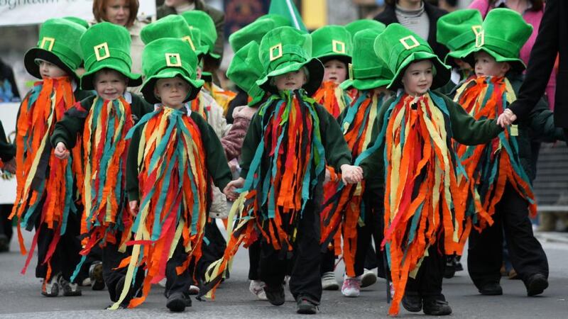 Processes and processions: children taking part in the St Patrick’s Day parade in Gort, Co Galway. Photograph: Joe O’Shaughnessy