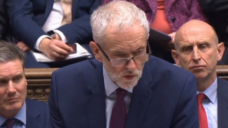 Labour leader Jeremy Corbyn speaks following Ms May’s statement in the House of Commons Photograph: Parbul/PA Wire