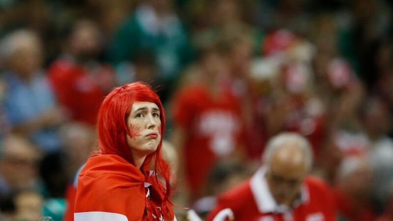 A Canadian fan reacts to an Ireland score in the first half. Andrew Boyers/Reuters