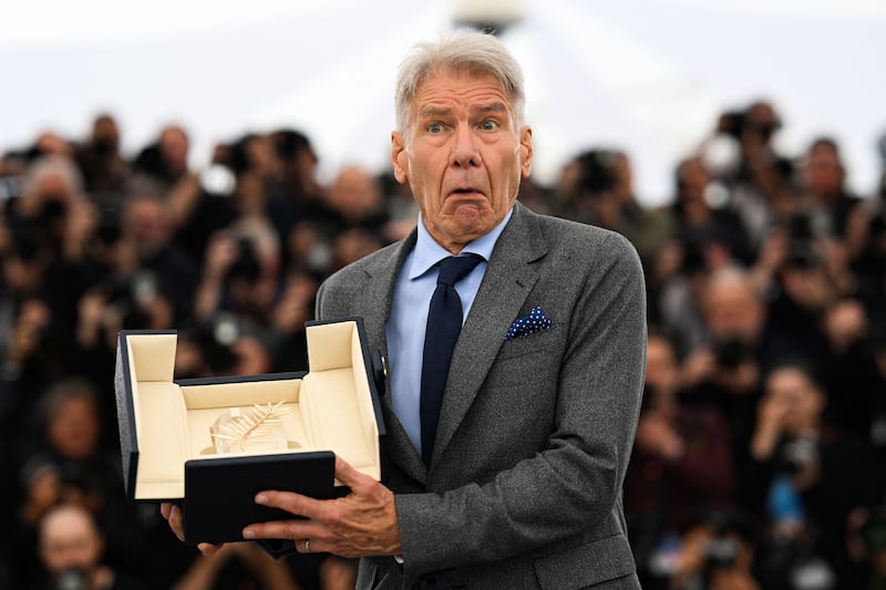 Ford poses with his Honorary Palme d'Or at this year's Cannes Film Festival. Photograph: Patricia de Melo Moreira/AFP via Getty