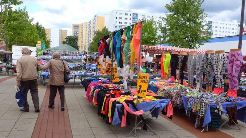 A street market in Halle, where construction of the new city quarters began in July 1964. Photograph: Derek Scally