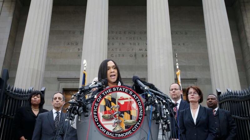 Baltimore state’s attorney Marilyn Mosby has said there is ‘probable cause to file criminal charges in the Freddie Gray case’, against the police officers involved in his arrest. Gray later died of injuries sustained while in police custody. Photograph: Adrees Latif/Reuters