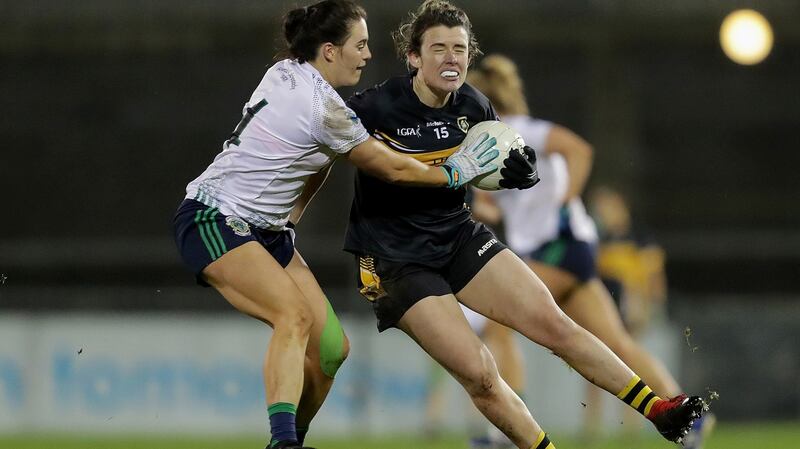 Doireann O’Sullivan (R) scored 0-6 for Mourneabbey in their win over Foxrock-Cabinteely. Photograph: Laszlo Geczo/Inpho