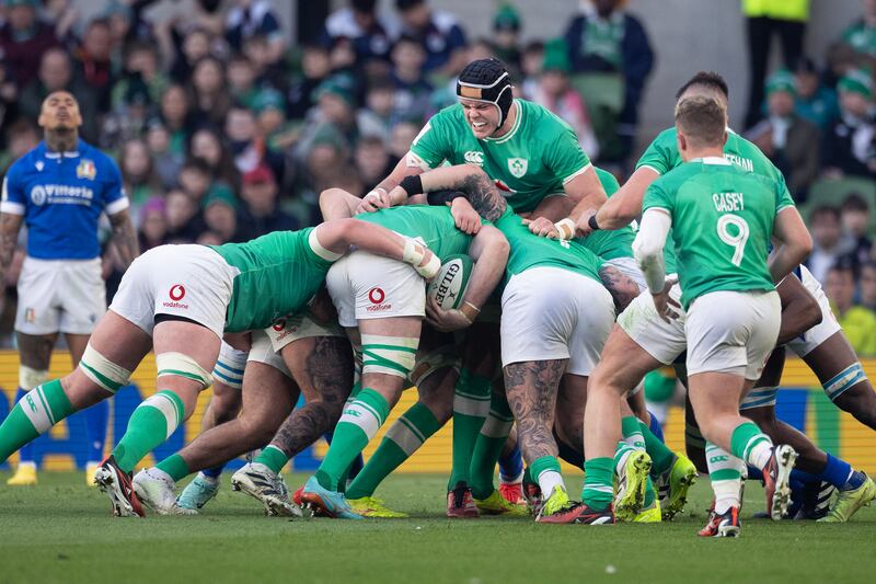 Ireland's forwards do their thing against Italy. Photograph: Tim Clayton/Corbis via Getty Images