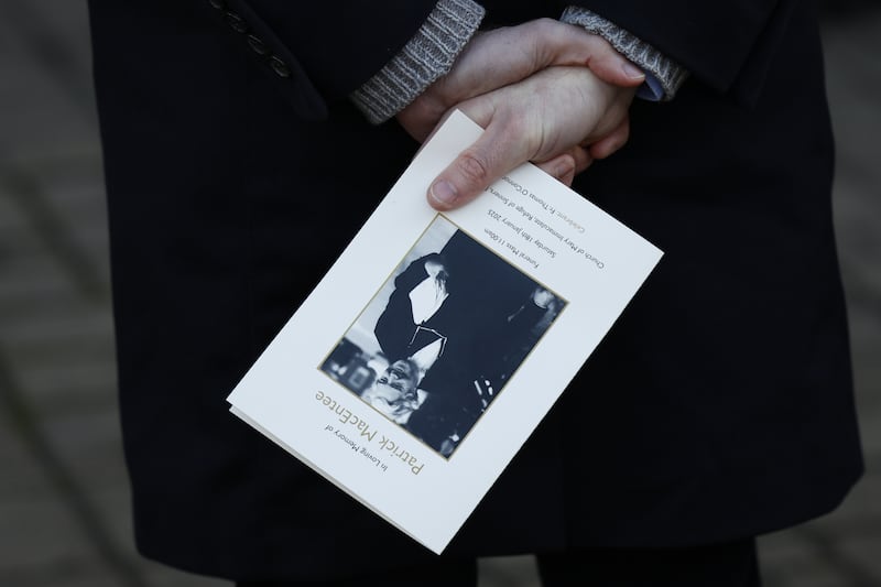 The funeral of Patrick MacEntee at the Church of Mary Immaculate, Refuge of Sinners, Rathmines, Dublin. Photograph: Nick Bradshaw