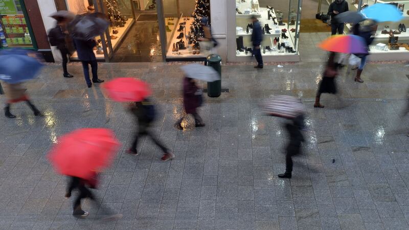 Shoppers brave the wet weather on Dublin’s Grafton Street .Photograph: Alan Betson/The Irish Times