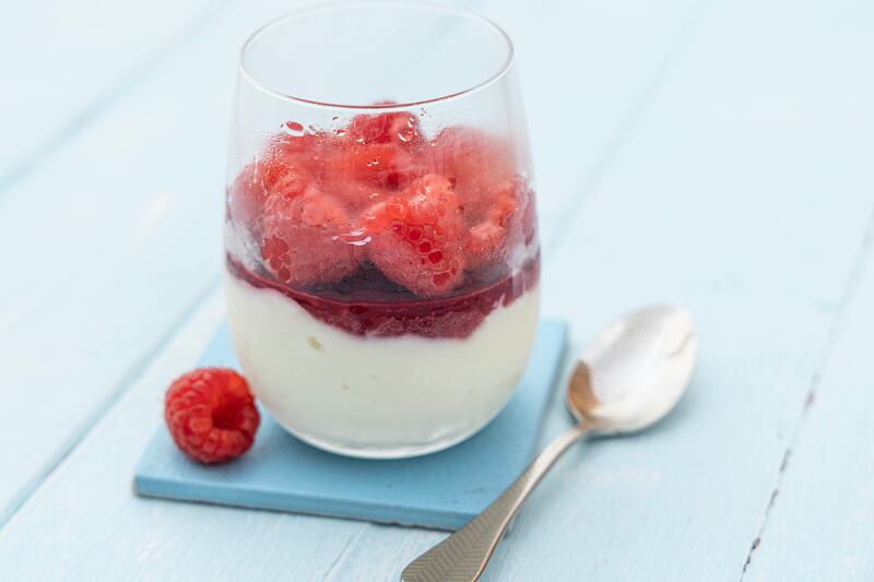 Lemon and raspberry yoghurt parfait. Photograph: Harry Weir