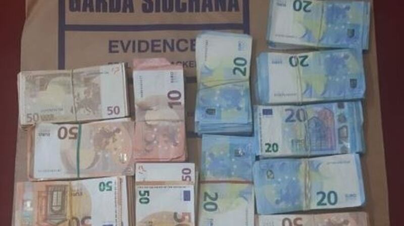 Some of the cash  seized by gardaí during raids in Carlingford, Co Louth. Photograph: An Garda