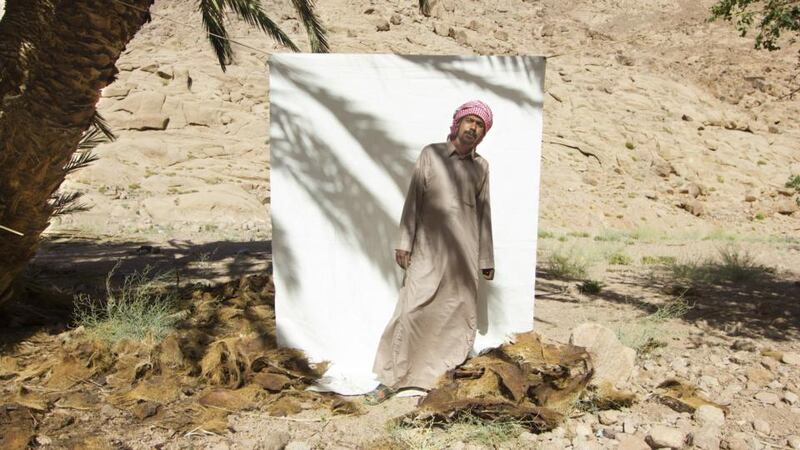 Saleh Musa outside an orchard in Wadi Itlah, South Sinai, Egypt