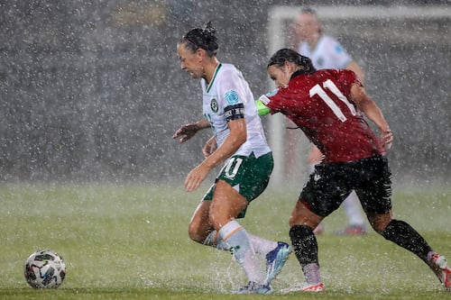 Ireland’s game against Albania resumes after it was suspended due to torrential rain