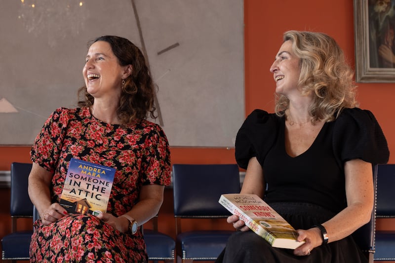 Crime fiction: Andrea Mara, author of Someone in the Attic, with Michelle McDonagh, author of Somebody Knows. Photograph: Patrick Bolger