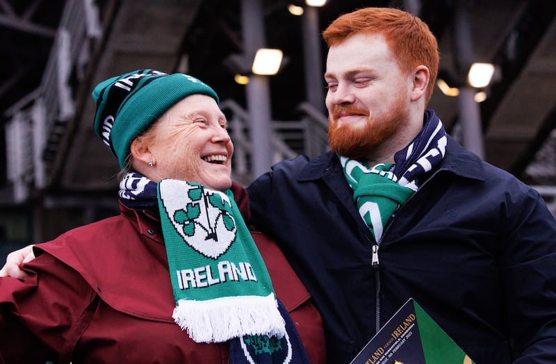 Ireland supporters Grace Hennessy and Steve Hennessy from Limerick ahead of the game. Photograph: Billy Stickland/Inpho