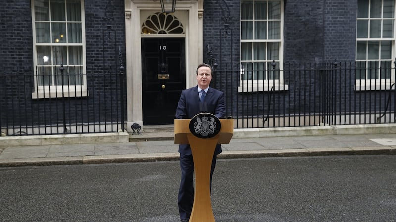 David Cameron calling the Brexit referendum outside 10 Downing Street.  Photograph: Bloomberg