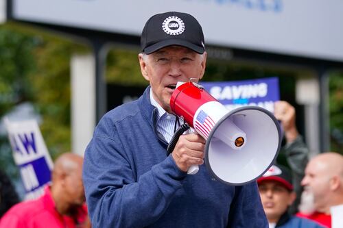 Joe Biden joining a picket line was a landmark moment in US’s year of strikes