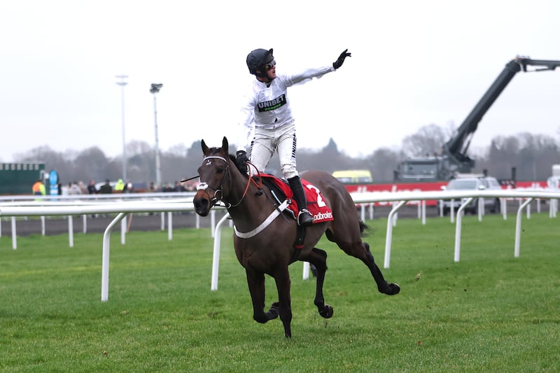 Constitution Hill ridden by Nico de Boinville wins the Ladbrokes Christmas Hurdle at Kempton Park. Photograph: Steven Paston for The Jockey Club/PA Wire