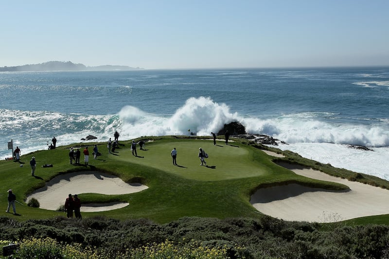 Seventh hole during the final round of the AT&T Pebble Beach National Pro-Am at Pebble Beach Golf Links in Pebble Beach, California. Photograph: Stephen Dunn/Getty Images