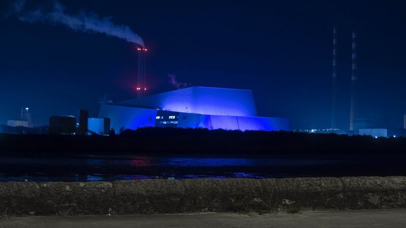 The Dublin Waste to Energy  incinerator in  Poolbeg  is also to be lit up blue every evening from Saturday, in a tribute to all workers on the frontline of the effort against the coronavirus pandemic. Photograph:  Chris Bellew /Fennell Photography