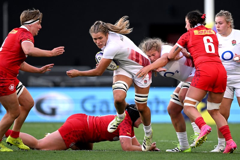 England's Zoe Aldcroft during their 2023 WXV1 game against Canada. Photograph: Joe Allison/Getty Images