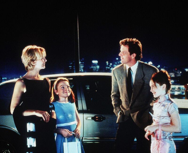 Dennis Quaid with Natasha Richardson and Lindsay Lohan (twice) in The Parent Trap. Photograph: Walt Disney